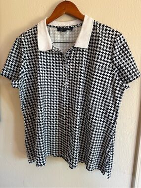 Tommy Hilfiger Black and White Houndstooth Polo